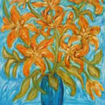 Orange and Blue Floral